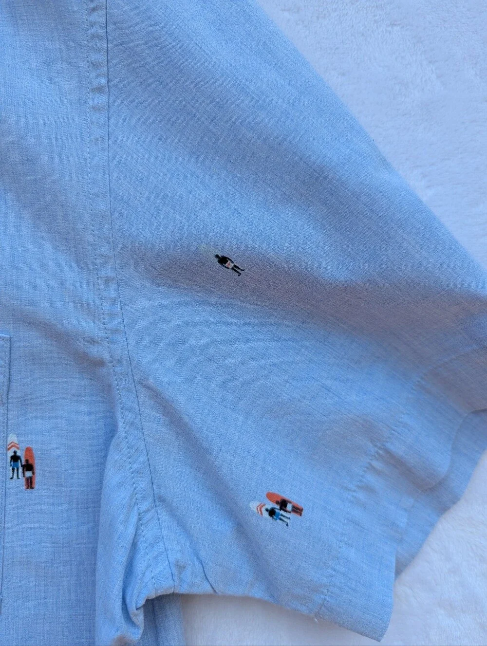 Banana Republic Light Blue Poplin Shirt with Surf Print L